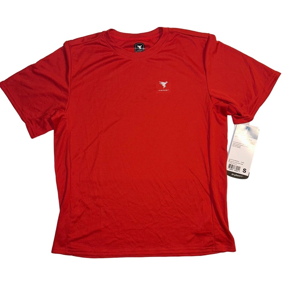 Insport Shirt Mens Small Red DrySport Tee Short Sleeve J755 Made in USA NWT